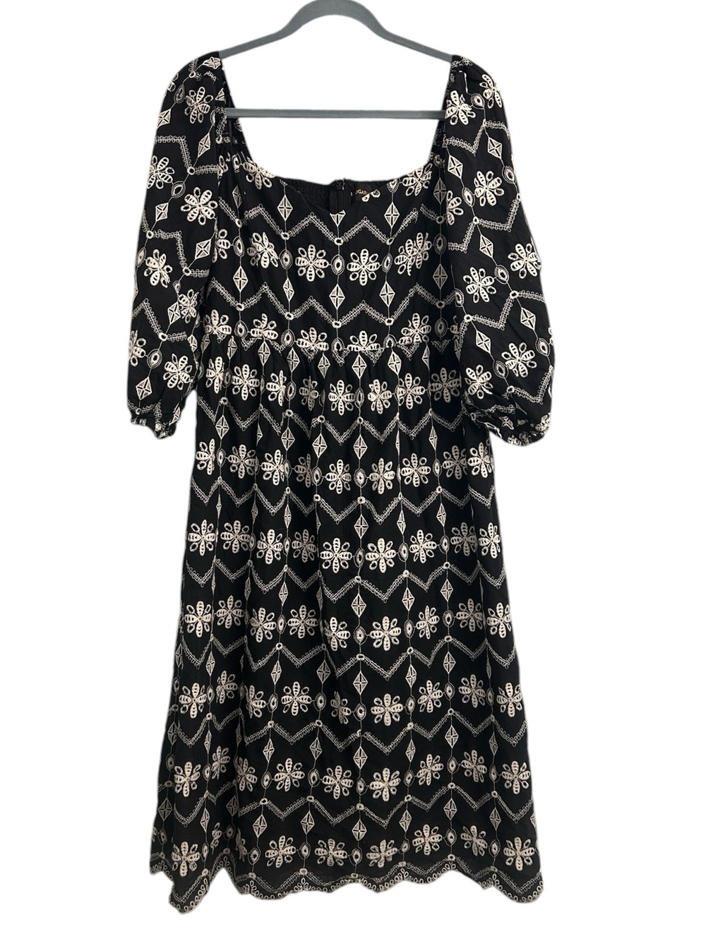 Sugarlips Black Embroidered Jacquard Midi Dress Sweetheart Neckline Size XL